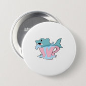 Dolfijn met beker water.PNG Ronde Button 7,6 Cm (Voorkant /achterkant)