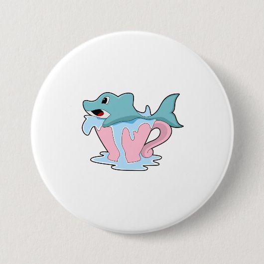 Dolfijn met beker water.PNG Ronde Button 7,6 Cm (Voorkant)