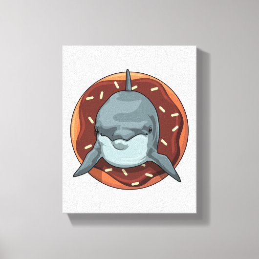 Dolfijn met Donut Canvas Afdruk (Voorkant)