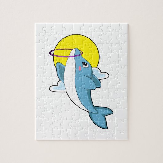 Dolfijn met fitnessbanden legpuzzel (Verticaal)