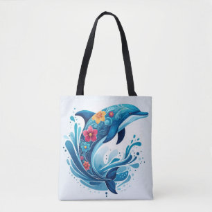 Dolfijn met Floral Design - Levendige Oceaan Draagtas