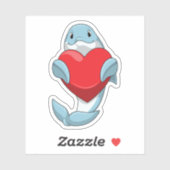 Dolfijn met hart sticker (Vel)