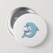 Dolfijn met Pearl Ronde Button 7,6 Cm (Voorkant /achterkant)