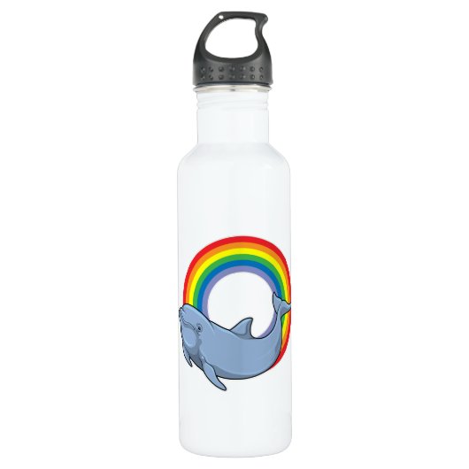 Dolfijn met regenboog waterfles  (Voorkant)