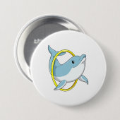 Dolfijn met ringing ronde button 7,6 cm (Voorkant /achterkant)