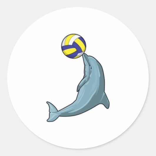 Dolfijn met Volleyball Ronde Sticker (Voorkant)