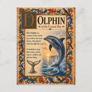 Dolfijn, Middeleeuwse Bestiarium Kunst Briefkaart