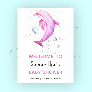 Dolfijn onder het zee baby shower welkom poster