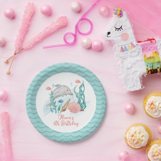Dolfijn onder het Zee Birthday Papieren Bordje (Feest)