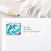 Dolfijn Onder het Zee Kuststrand Etiket (Insitu)