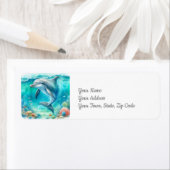 Dolfijn Onder het Zee Kuststrand Etiket (Insitu)