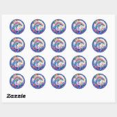 Dolfijn onder water Omringd door algen en bubbels Ronde Sticker (Vel)