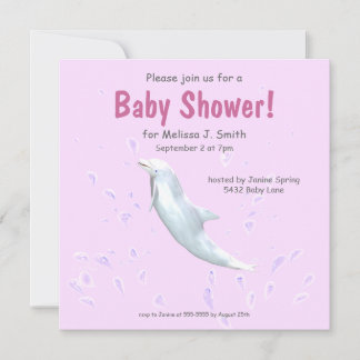 Dolfijn op Roze - Baby shower Kaart