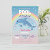 Dolfijn Pool Party Verjaardag Strand Float Oceaan Kaart (Staand voorkant)