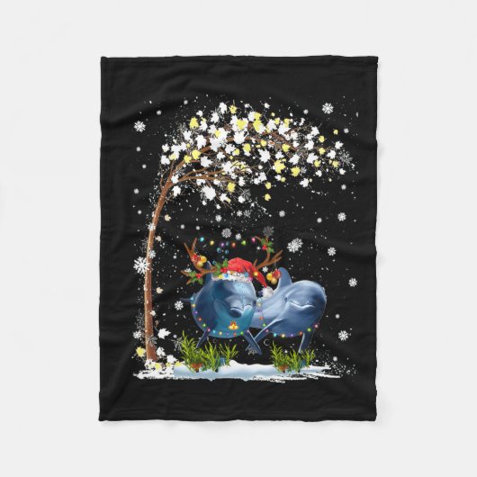 Dolfijn rendier Pet Kerstboom Funny Xm Fleece Deken (Voorkant)