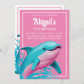 Dolfijn Roze Blauwgroen Blauw Zomer Strand Zwembad Kaart (Voorkant / Achterkant)