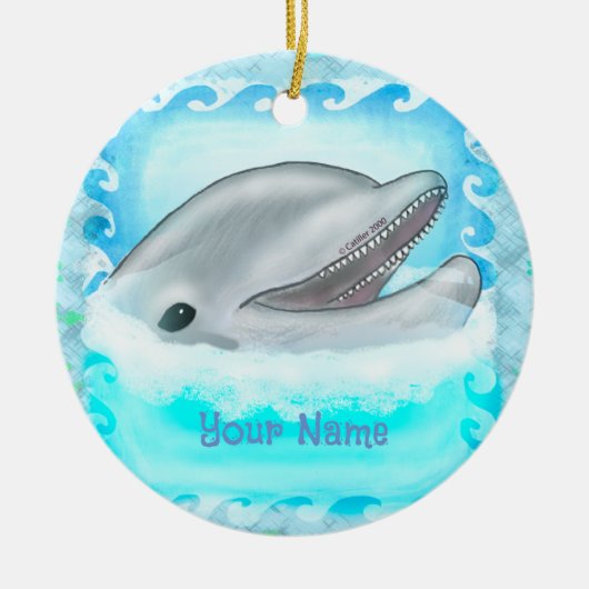 Dolfijn speelgoed ornament met eigen naam (Voorkant)