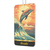 Dolfijn springt over golven van zonsondergang luchtverfrisser (Links)