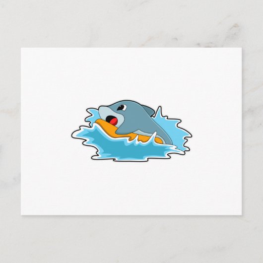 Dolfijn tijdens surfen met surfplank briefkaart (Voorkant)