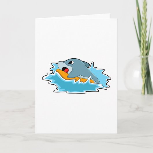 Dolfijn tijdens surfen met surfplank kaart (Voorkant)