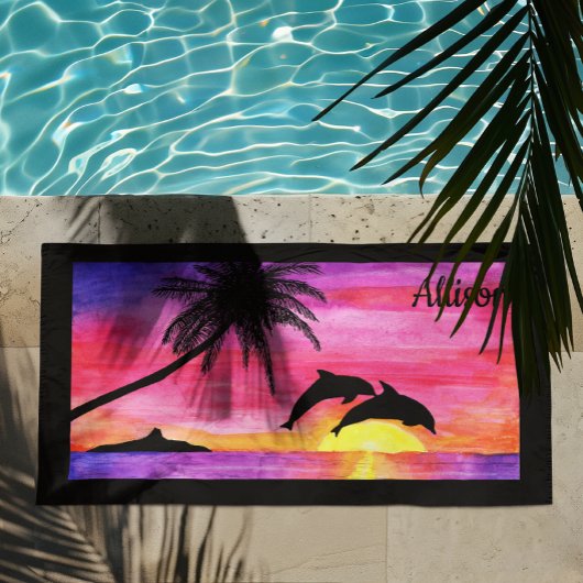 Dolfijn Tropisch Paradijs Gepersonaliseerde Strand Strandlaken