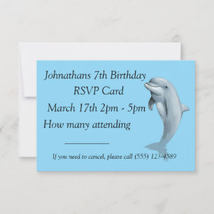 Dolfijn Verjaardag RSVP Card Kaartje