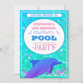 Dolfijn Verjaardag Zwembad Party Kaart (Voorkant)