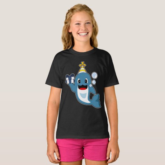 Dolfijn Verjaardagsfeest pet T-shirt (Voorkant volledig)