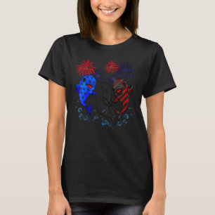 Dolfijn Vlag Kleuren Dolfijn Amerikaanse Vlag 4e v T-shirt