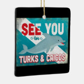 Dolfijn voor Turks- en Caicoseilanden - Retro Vint Keramisch Ornament (Rechts)
