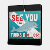 Dolfijn voor Turks- en Caicoseilanden - Retro Vint Keramisch Ornament (Links)