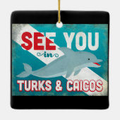 Dolfijn voor Turks- en Caicoseilanden - Retro Vint Keramisch Ornament (Achterkant)