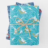 Dolfijn Vreugde Tropische Oceaan Nautische Kerstmi Inpakpapier Vel (In situ)