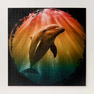 dolfijn zomer zee oceaan zonsondergang legpuzzel