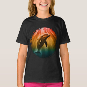 dolfijn zomer zee oceaan zonsondergang t-shirt