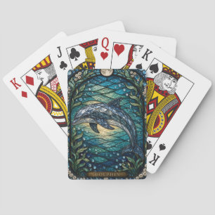 Dolfijn Zonnige Kanaal Illumina Glas in Lood Pokerkaarten