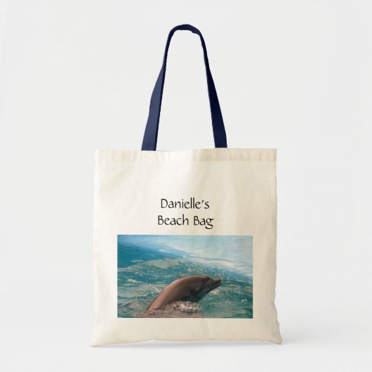 Dolfijn zwemmen in Blue Ocean Water Custom Name Tote Bag (Voorkant)