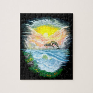 Dolfijnen afspelen in de zon legpuzzel