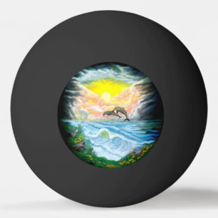 Dolfijnen afspelen in de zon pingpongballen