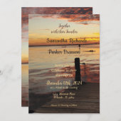 Dolfijnen bij de uitnodiging voor het Sunset Weddi (Voorkant / Achterkant)