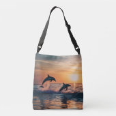 Dolfijnen bij zonsondergang crossbody tas (Achterkant)