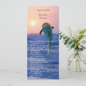 Dolfijnen bij zonsopgang strand bruiloft programma (Staand voorkant)