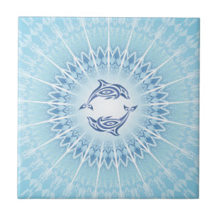 Dolfijnen Blauwe Mandala Kust Oceaan Tegeltje