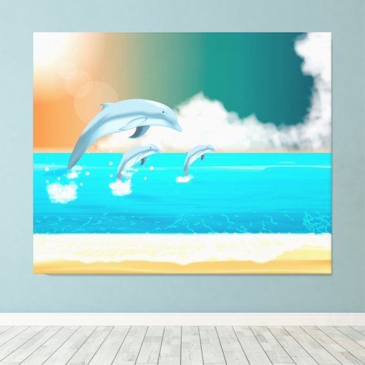 Dolfijnen Canvas Afdruk (Insitu (Houten vloer))
