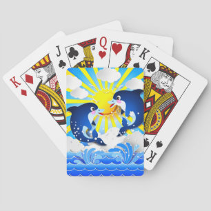 Dolfijnen die in de zon spelen pokerkaarten