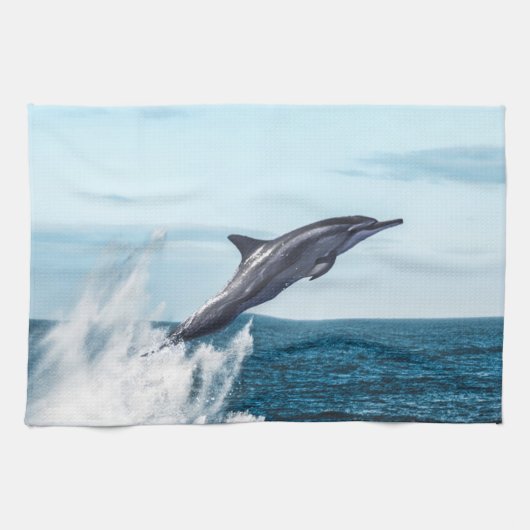 Dolfijnen die uit de oceaan ontsnappen theedoek (Horizontaal)