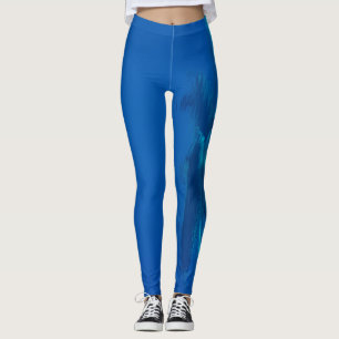 Dolfijnen en blauwe oceaan, blauwgroen en aqua, wa leggings