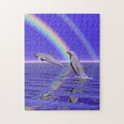 Dolfijnen en regenboog legpuzzel (Verticaal)