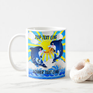 Dolfijnen en Sun personaliseren Jouw naam of tekst Koffiemok
