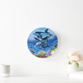 Dolfijnen en tropische viskunst ronde klok (Huis)